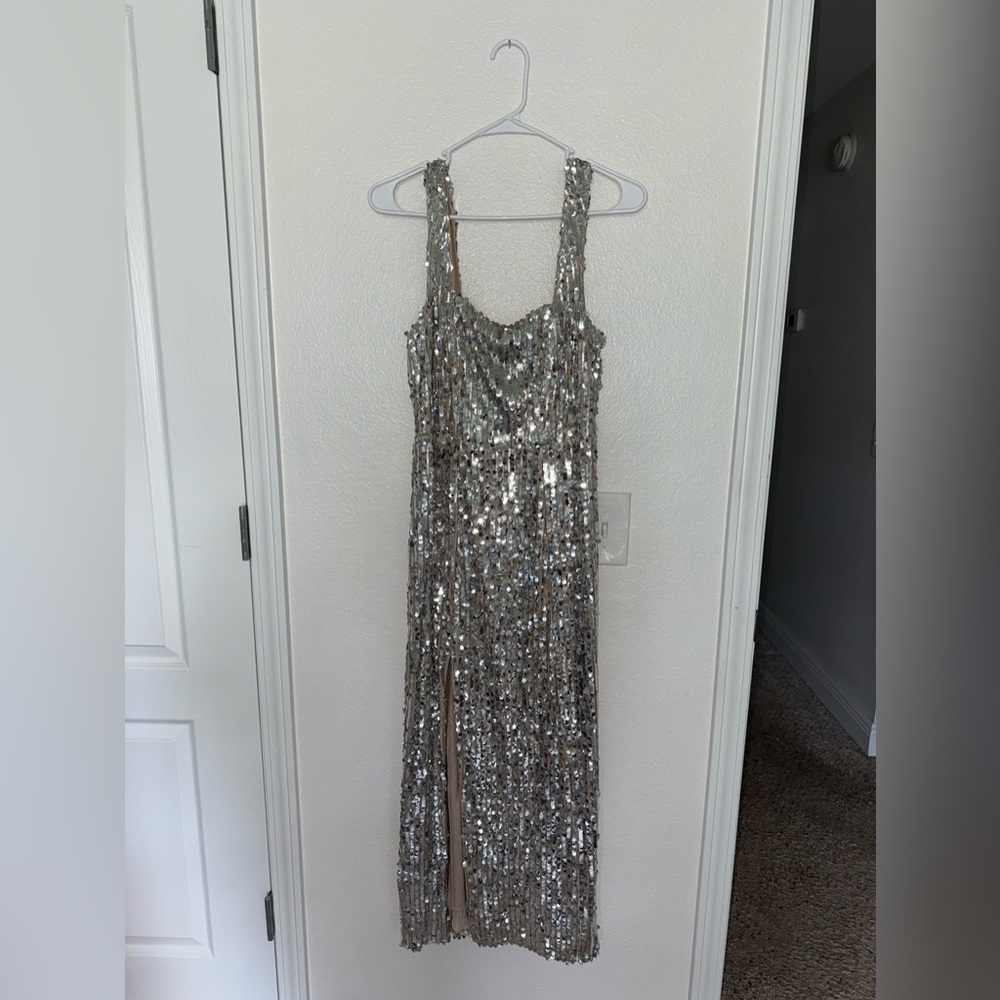 Show Me Your MuMu Silver Sequin Dress